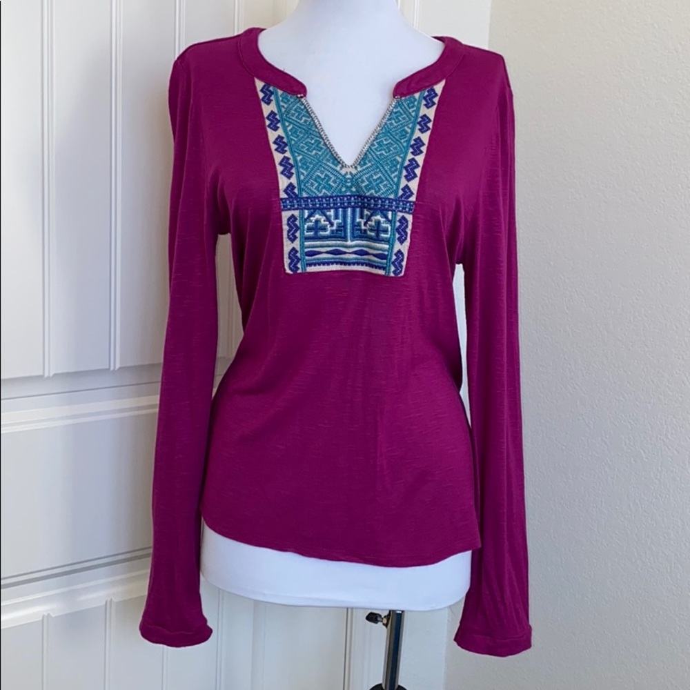 Anthropologie Under Skies Magenta Boho Embroidered